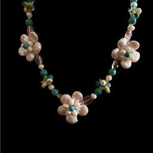 New fresh water pearl with turquoise and crystal accents.